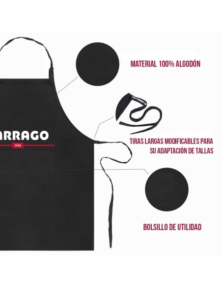 Delantal Profesional negro de algodón Tarrago