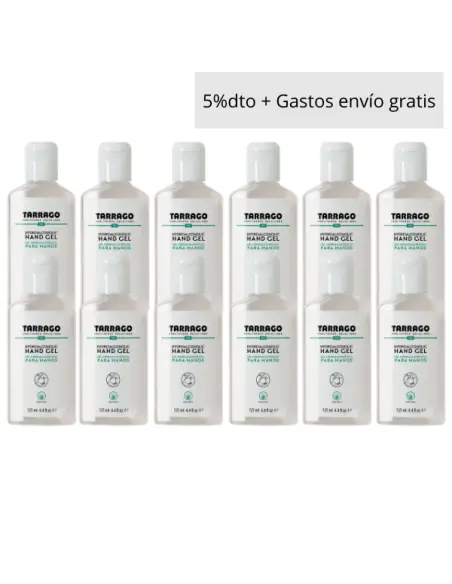 Embalagem com 12 unidades de gel hidroalcoólico 125 ml.