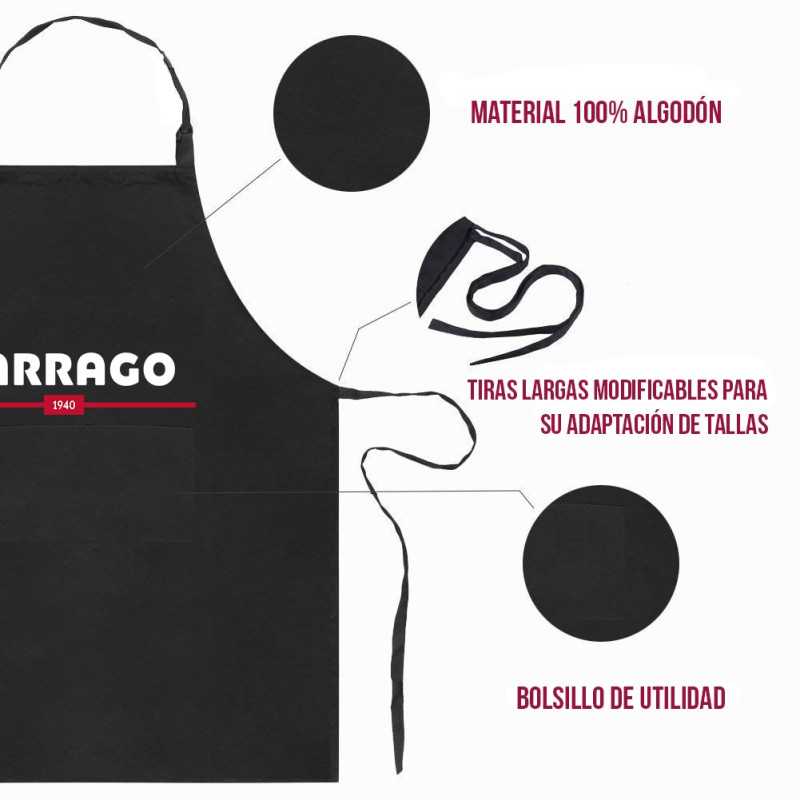 Limpiador ante calzado | Delantal Profesional negro de algodón