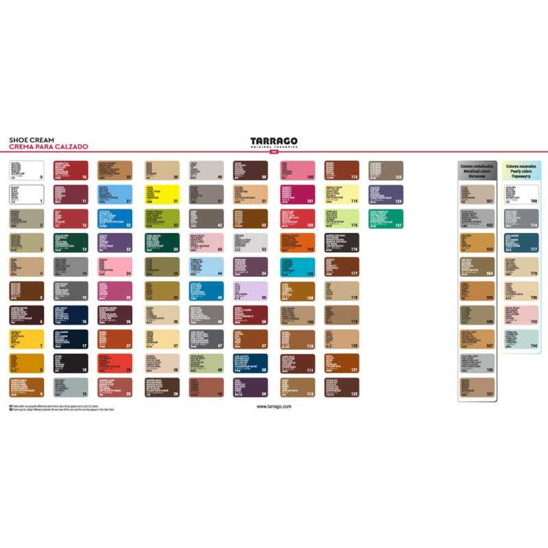 Carta colores crema de zapatos Tarrago