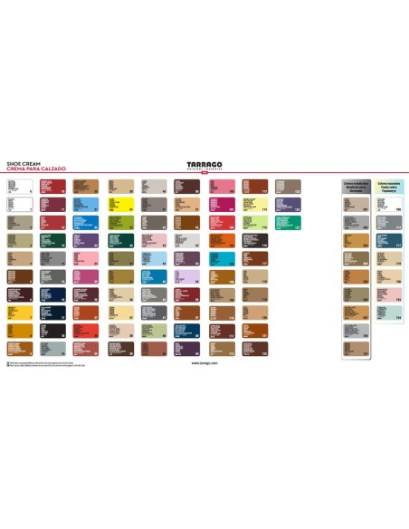 Carta colores crema de zapatos Tarrago